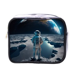 Ai Generated Space Astronaut Universe Moon Earth Mini Toiletries Bag (one Side) by Ravend