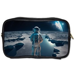 Ai Generated Space Astronaut Universe Moon Earth Toiletries Bag (one Side) by Ravend