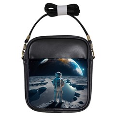 Ai Generated Space Astronaut Universe Moon Earth Girls Sling Bag by Ravend