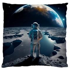 Ai Generated Space Astronaut Universe Moon Earth Large Cushion Case (one Side) by Ravend