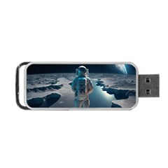 Ai Generated Space Astronaut Universe Moon Earth Portable Usb Flash (one Side) by Ravend