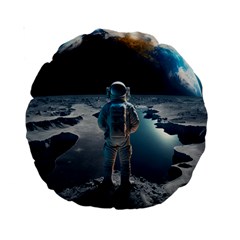 Ai Generated Space Astronaut Universe Moon Earth Standard 15  Premium Round Cushions by Ravend