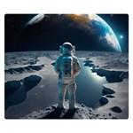 Ai Generated Space Astronaut Universe Moon Earth Premium Plush Fleece Blanket (Small) 50 x40  Blanket Front