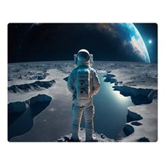 Ai Generated Space Astronaut Universe Moon Earth Premium Plush Fleece Blanket (large) by Ravend