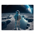 Ai Generated Space Astronaut Universe Moon Earth Premium Plush Fleece Blanket (Large) 80 x60  Blanket Front