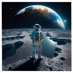 Ai Generated Space Astronaut Universe Moon Earth Wooden Puzzle Square by Ravend