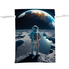 Ai Generated Space Astronaut Universe Moon Earth Lightweight Drawstring Pouch (xl) by Ravend