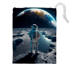 Ai Generated Space Astronaut Universe Moon Earth Drawstring Pouch (5xl) by Ravend