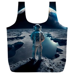 Ai Generated Space Astronaut Universe Moon Earth Full Print Recycle Bag (xxl) by Ravend