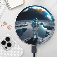 Ai Generated Space Astronaut Universe Moon Earth Wireless Fast Charger(white) by Ravend