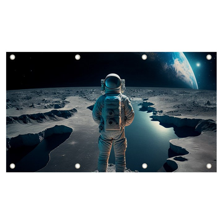 Ai Generated Space Astronaut Universe Moon Earth Banner and Sign 7  x 4 