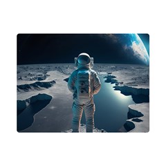 Ai Generated Space Astronaut Universe Moon Earth One Side Premium Plush Fleece Blanket (mini) by Ravend