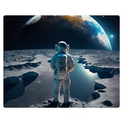 Ai Generated Space Astronaut Universe Moon Earth One Side Premium Plush Fleece Blanket (medium)