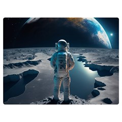 Ai Generated Space Astronaut Universe Moon Earth Premium Plush Fleece Blanket (extra Small)