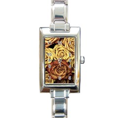 Flowers Roses Plant Bloom Blossom Rectangle Italian Charm Watch by Ravend