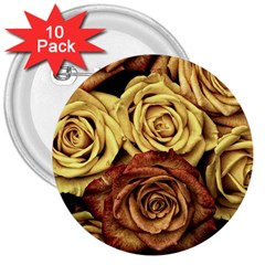 Flowers Roses Plant Bloom Blossom 3  Buttons (10 Pack)  by Ravend