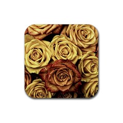 Flowers Roses Plant Bloom Blossom Rubber Coaster (square) by Ravend