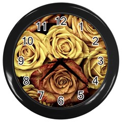 Flowers Roses Plant Bloom Blossom Wall Clock (black) by Ravend