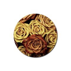 Flowers Roses Plant Bloom Blossom Rubber Coaster (round) by Ravend