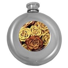 Flowers Roses Plant Bloom Blossom Round Hip Flask (5 Oz) by Ravend