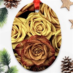 Flowers Roses Plant Bloom Blossom Oval Ornament (two Sides) by Ravend