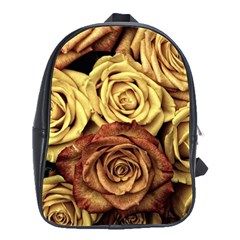 Flowers Roses Plant Bloom Blossom School Bag (large) by Ravend