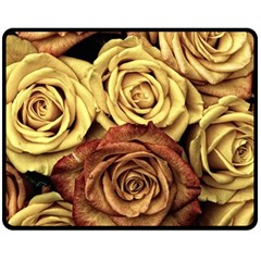 Flowers Roses Plant Bloom Blossom One Side Fleece Blanket (medium) by Ravend