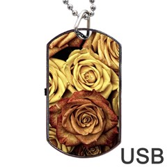 Flowers Roses Plant Bloom Blossom Dog Tag Usb Flash (one Side) by Ravend