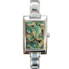 Colored Close Up Plants Leaves Pattern Rectangle Italian Charm Watch