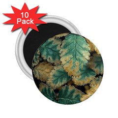 Colored Close Up Plants Leaves Pattern 2 25  Magnets (10 Pack) 