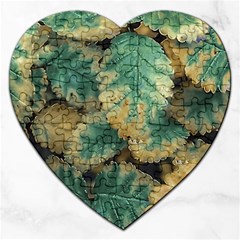 Colored Close Up Plants Leaves Pattern Jigsaw Puzzle (heart) by dflcprintsclothing