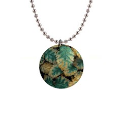 Colored Close Up Plants Leaves Pattern 1  Button Necklace