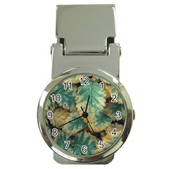 Colored Close Up Plants Leaves Pattern Money Clip Watches by dflcprintsclothing