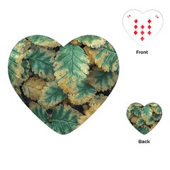 Colored Close Up Plants Leaves Pattern Playing Cards Single Design (heart)