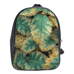 Colored Close Up Plants Leaves Pattern School Bag (large)