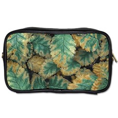 Colored Close Up Plants Leaves Pattern Toiletries Bag (two Sides) by dflcprintsclothing