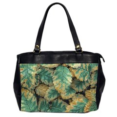 Colored Close Up Plants Leaves Pattern Oversize Office Handbag (2 Sides) by dflcprintsclothing