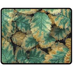 Colored Close Up Plants Leaves Pattern One Side Fleece Blanket (medium)