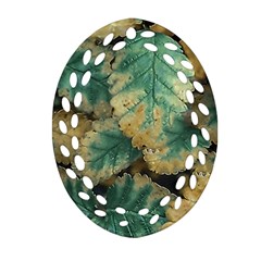 Colored Close Up Plants Leaves Pattern Oval Filigree Ornament (two Sides) by dflcprintsclothing