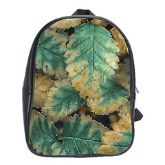 Colored Close Up Plants Leaves Pattern School Bag (xl) by dflcprintsclothing