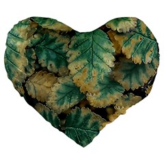 Colored Close Up Plants Leaves Pattern Large 19  Premium Heart Shape Cushions by dflcprintsclothing