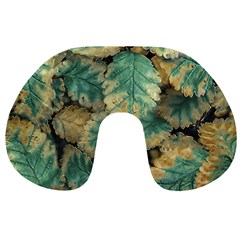 Colored Close Up Plants Leaves Pattern Travel Neck Pillow by dflcprintsclothing