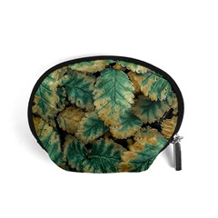 Colored Close Up Plants Leaves Pattern Accessory Pouch (small)