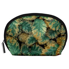 Colored Close Up Plants Leaves Pattern Accessory Pouch (large) by dflcprintsclothing