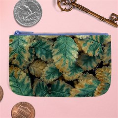 Colored Close Up Plants Leaves Pattern Large Coin Purse by dflcprintsclothing