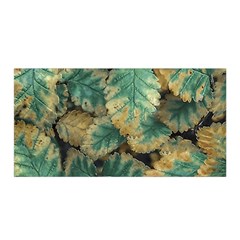 Colored Close Up Plants Leaves Pattern Satin Wrap 35  X 70  by dflcprintsclothing