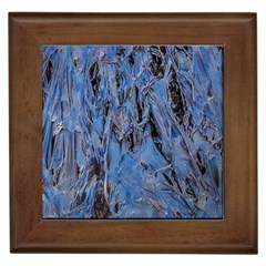 Blue Abstract Texture Print Framed Tile by dflcprintsclothing