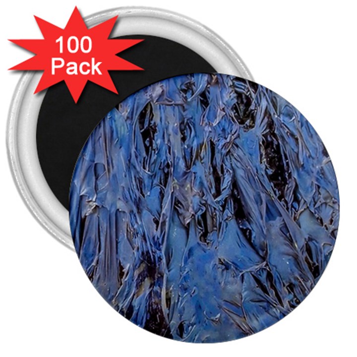 Blue Abstract Texture Print 3  Magnets (100 pack)