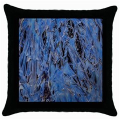 Blue Abstract Texture Print Throw Pillow Case (black) by dflcprintsclothing