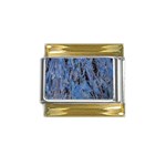 Blue Abstract Texture Print Gold Trim Italian Charm (9mm) Front